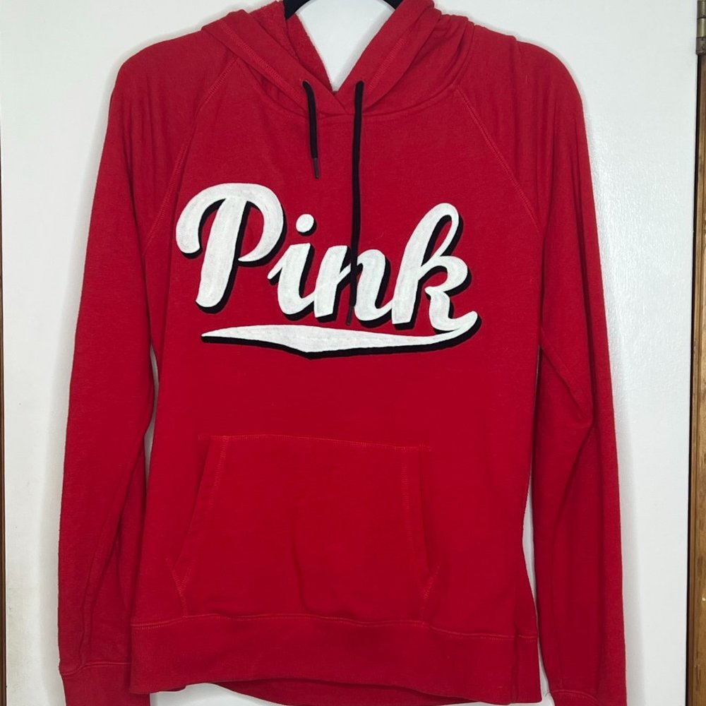 MARKED LARGE - FIT SMALL VS Pink Red Pullover Hoodie